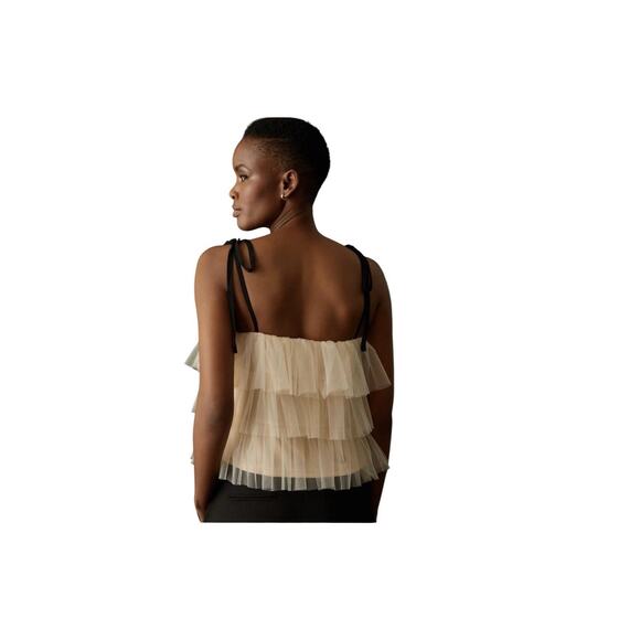 Anthropologie Sunday in Brooklyn XL Petite Cream Tiered Tulle Cami Vest Top Boho - Picture 13 of 13